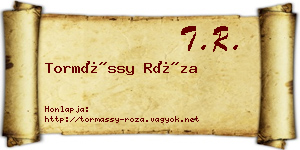 Tormássy Róza névjegykártya